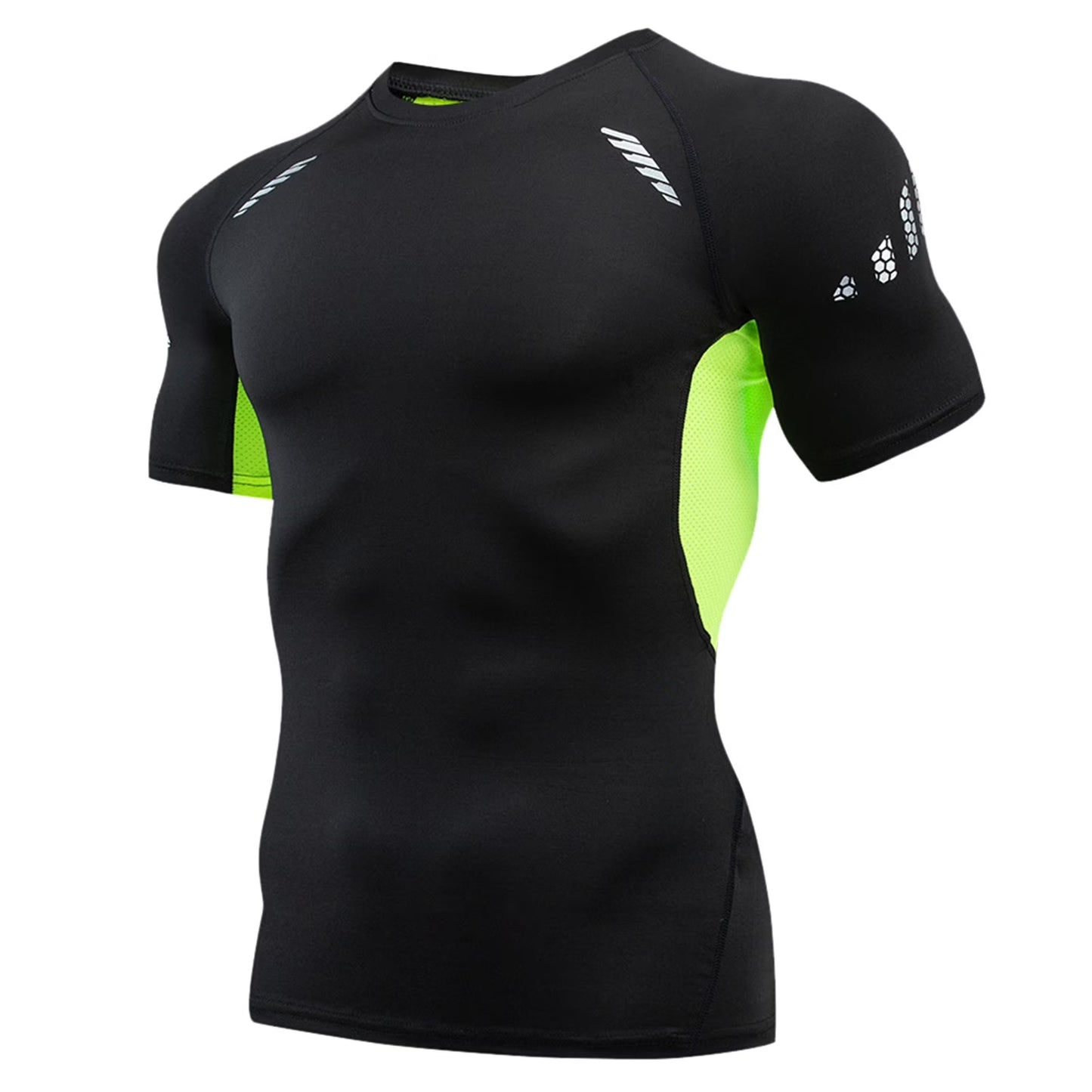 Athletic Workout Shirts for Men, Mens Summer Leisure Sports T Shirt Fashion Lapel 3D Gradient Short Sleeved round Neck T Shirt Men Compression Shirt Men, Mens Shirts Green M