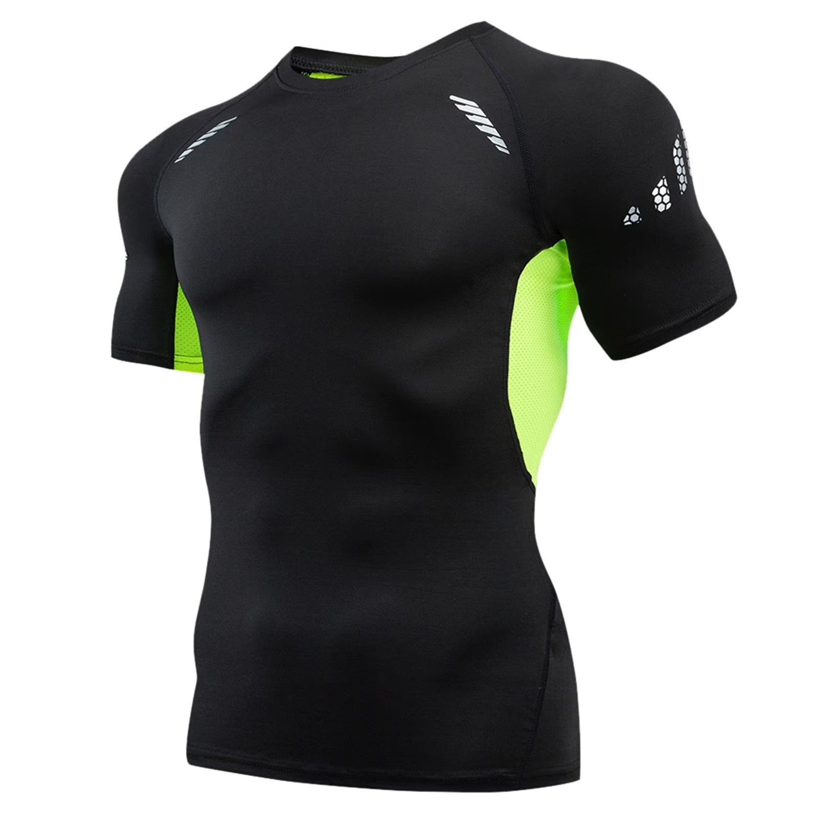 Athletic Workout Shirts for Men, Mens Summer Leisure Sports T Shirt Fashion Lapel 3D Gradient Short Sleeved round Neck T Shirt Men Compression Shirt Men, Mens Shirts Green M