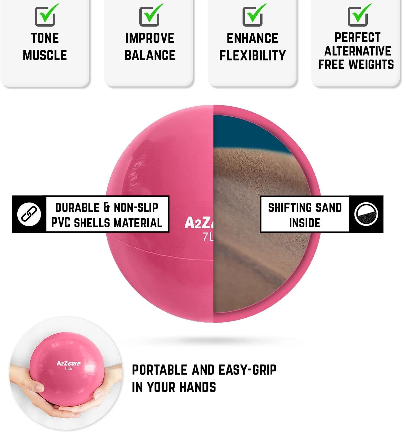 Toning Ball - Weighted Toning Exercise Ball - Soft Weighted Medicine Ball for Pilates, Yoga, Physical Therapy and Fitness