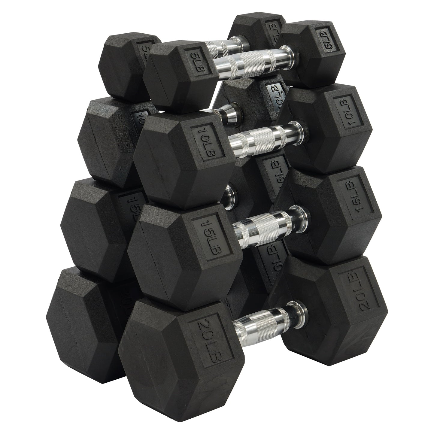 Dumbbell Set, Pairs of 5 Lb, 10 Lb, 15 Lb, and 20 Lb