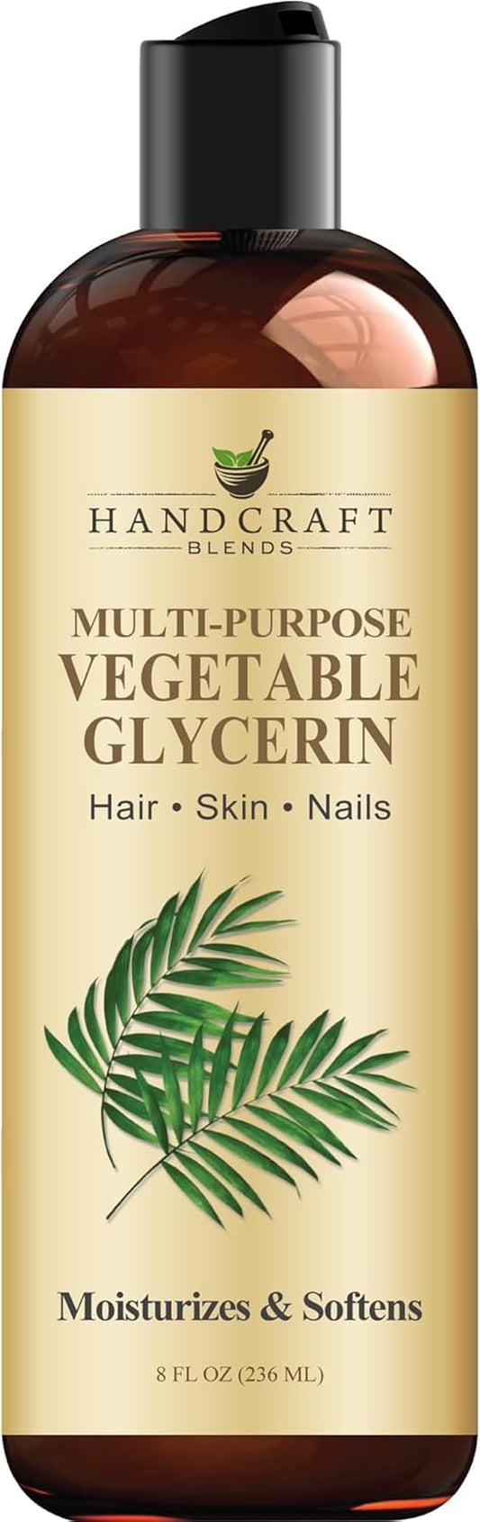 Vegetable Glycerin/Glycerine - for DIY Blends 8 Fl Oz - 100% Pure and Natural - Premium Grade Oil for Skin and Hair - Hair and Body - Massage